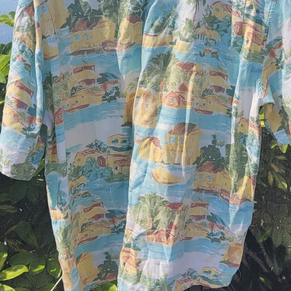 Island Republic Hawaiian Short Sleeve Shirt Blue Seaport Mens XLARG Cotton Rayon - Picture 4 of 8